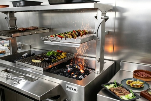 Grătar profesional Barbeque pentru Steak pe cărbuni, PIRA BBQ Combi Silver 150 - Img 3