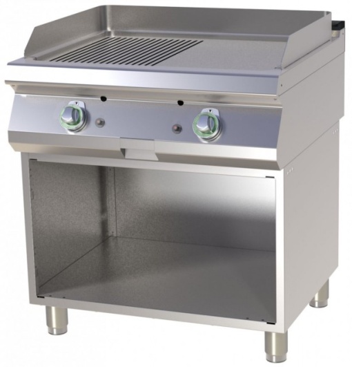 Grill dublu electric CROMATA cu placa neteda/striata, pe suport deschis