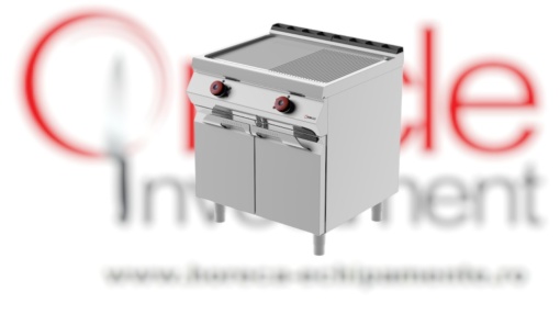 Grill dublu electric cu placă 1/2 striată 1/2 netedă cu suport închis, Desco Italia
