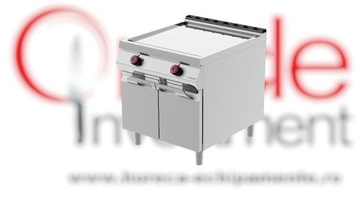 Grill dublu electric cu placă netedă cromată și dulap închis, Desco