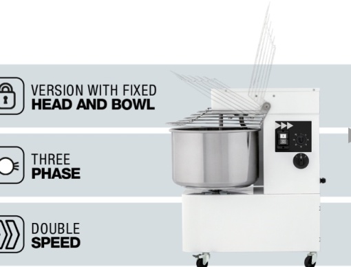 Malaxor aluat cu spirală hidratare 85%, cuvă și cap fixe 60 L, 48 kg, 2 viteze, IBT H2O 60 2V - Img 8