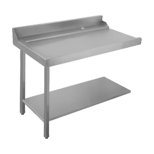 Masă de intrare/ieșire cu poliță și rebord pentru mașina de spălat vase, 1200 mm, inox - Img 2