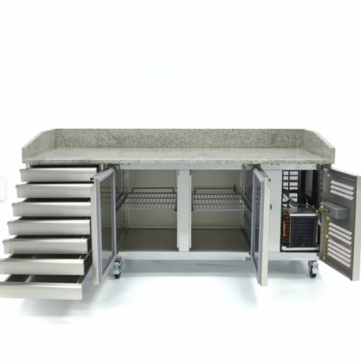 Masă frigorifică pentru pizza cu 2 uși și 7 sertare, inox 202 cm, Maxima - Img 6