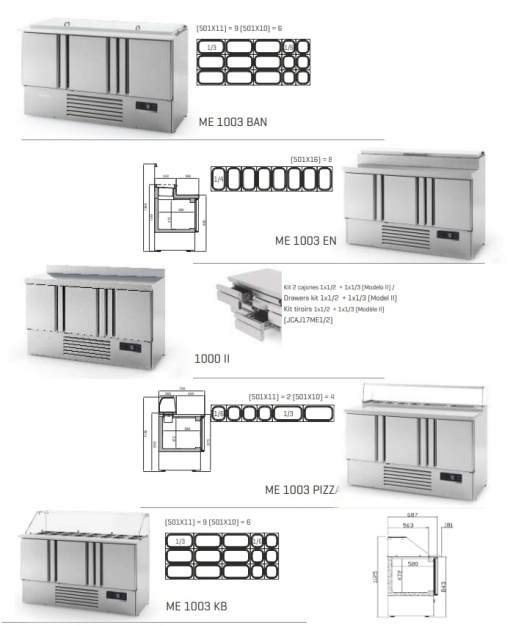 Masă frigorifică pentru pizza/salate 1460x700x865 mm, 355L, Infrico Spania - Img 6