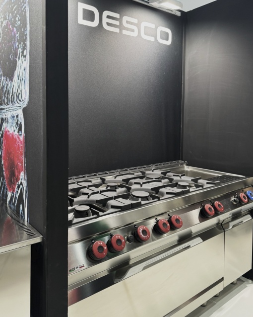 Mașină de gătit pe gaz cu 4 focuri și cuptor electric, aragaz profesional, Desco Italia - Img 5