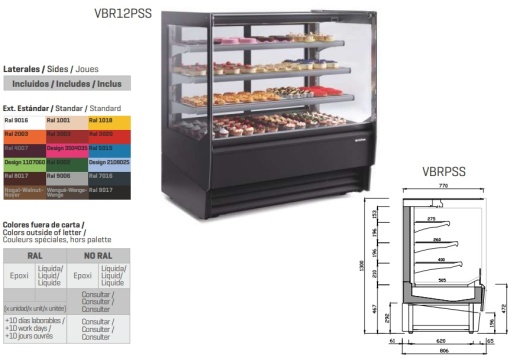 Vitrină frigorifică de expunere, inox cofetărie/patiserie/magazin AMBAR, 1875x1300 mm Infrico - Img 7