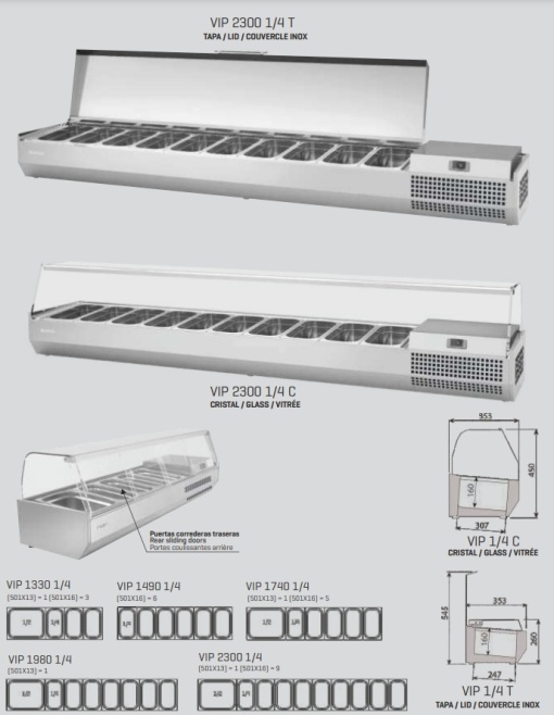 Vitrină frigorifică ingrediente sandwich sau pizza, 1328x450 mm, Infrico - Img 3