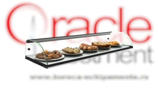 Vitrină neutră curbată iluminată LED, 1190x380x170 mm, Sayl