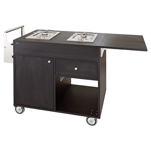 Cărucior de servire cu sistem de flambare, 2 Plite inox cu câte 1 arzător - Img 2