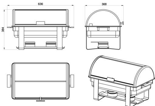 Chafing dish cu capac rabatabil, mic dejun Hotel, CD9801 Forcar - Img 2
