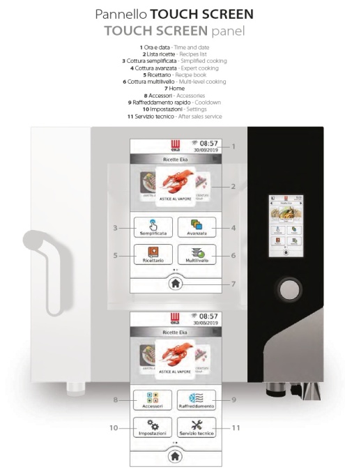 Cuptor electric combisteamer 16 tăvi 60x40 cm touchscreen, cu boiler Eka Italia - Img 9