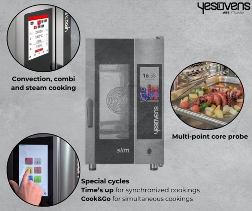Cuptor electric convecție + abur EGO SLIM 6 GN 1/1, control touchscreen - Img 4