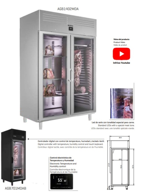 Dulap frigorific maturare carne Dry Aging, 560 litri, Infrico - Img 5