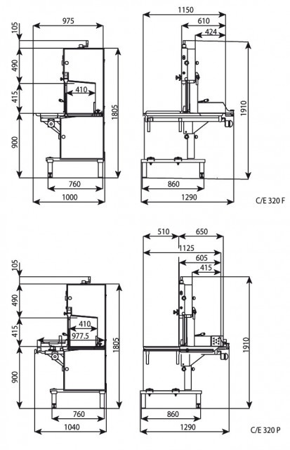 Fierăstrău pentru oase, 3200 mm cu masă culisantă, Minerva - Img 2