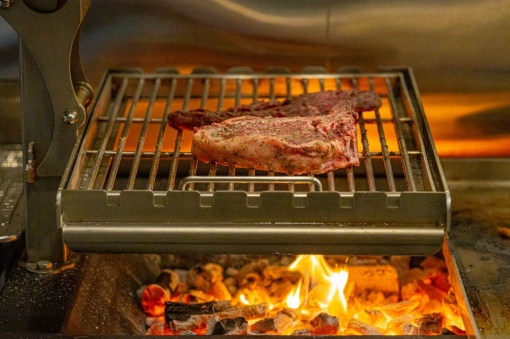 Grătar profesional Barbeque pentru Steak pe cărbuni, 1450x820x970 mm - Img 6