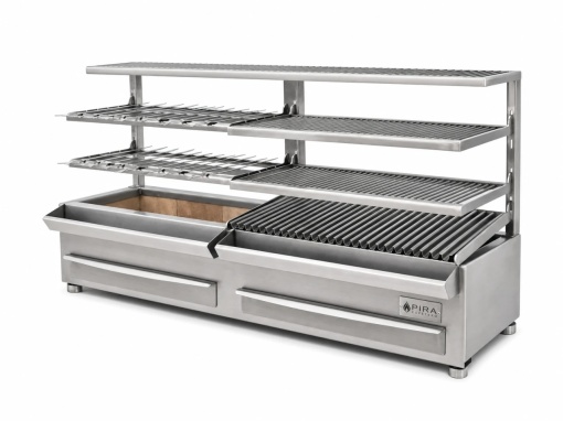 Grătar robata, shashlik sau frigărui, INOX 1570x410x780 mm, Pira ESP-160 COMPLET SILVER - Img 10