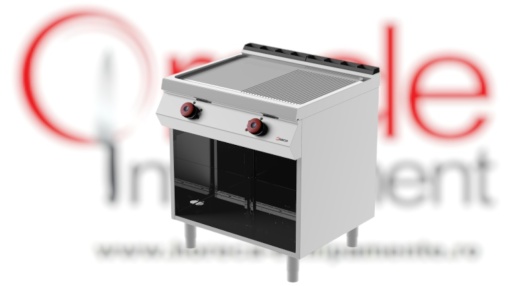 Grill dublu electric cu placă 1/2 striată 1/2 netedă, dulap neutru deschis, Desco Italia