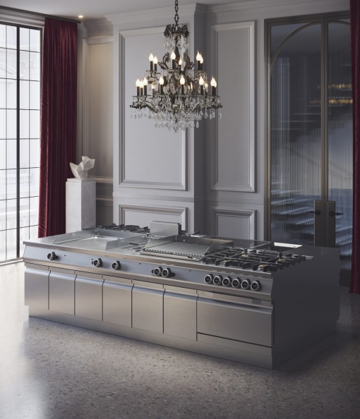 Grill electric cu placă netedă cromată, compartiment inferior neutru deschis Desco - Img 8