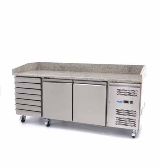 Masă frigorifică pentru pizza cu 2 uși și 7 sertare, inox 202 cm, Maxima - Img 7