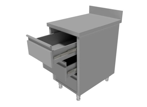 Modul neutru inox cu 3 sertare GN1/1 și rebord - Img 2