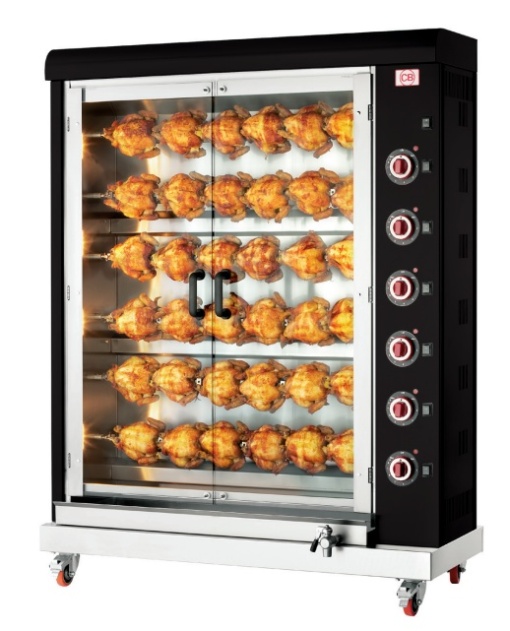 Rotisor electric negru, 6 țepușe, 36 pui CB Italia - Img 2