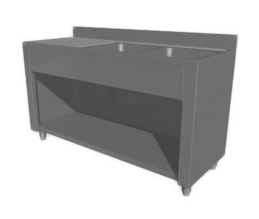 Spalator cu 2 cuve, picurator si suport tip dulap deschis