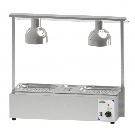 Stație dublă de menținut la cald cu Bain Marie și lampă cu infraroșu, Casselin - Img 2