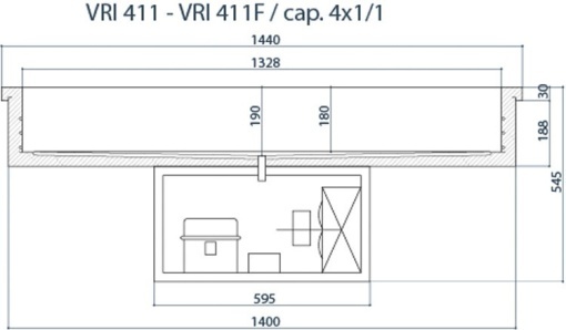 Unitate frigorifică incastrabilă 4xGN1/1, temperatură negativă - Img 2