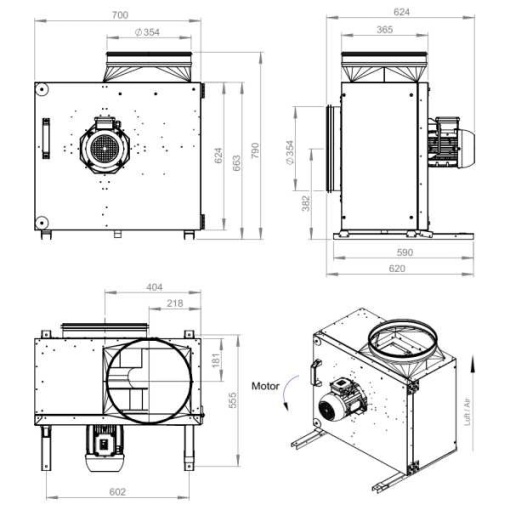 Ventilator de extracție hotă, 4520 mc/oră, Ruck MPS 315 D2 F4 30 - Img 5