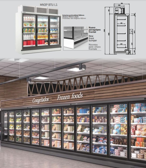 Vitrină de congelare mixtă cu uși 1562x2050 mm, de expunere magazin sau supermarket, Infrico - Img 5