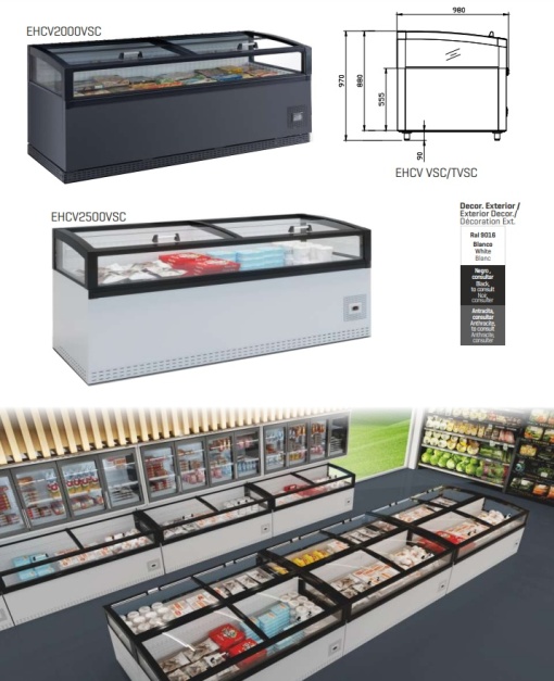 Vitrină de congelare orizontală VIZION, profesională 613 litri, magazin sau supermarket, Infrico - Img 3