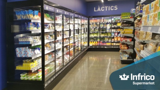 Vitrină frigorifică mixtă cu uși 3750x2050 mm, magazin sau supermarket, Infrico - Img 3
