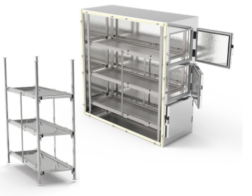 Cameră frigorifică mortuară cu 3 locuri, modulară 2560x1060x1800 mm, Interior/Exterior Lăcuit - Img 3