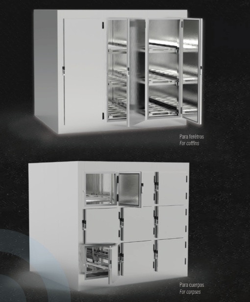 Cameră frigorifică mortuară cu 9 locuri, modulară 2560x2860x2480 mm, Interior/Exterior Lăcuit - Img 4