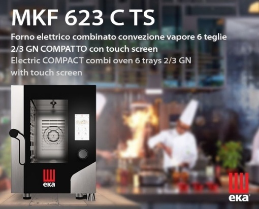 Cuptor electric combisteamer 6 tăvi GN2/3 touchscreen, compact Millenial Eka Italia - Img 10