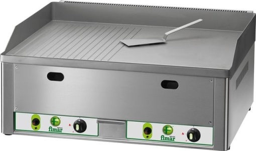 Fry top pe gaz cu suprafață cromată netedă/striată, 650x480 mm, Fimar - Img 3