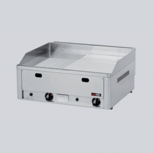 Fry top pe gaz cu suprafață cromată rezistentă, netedă/ striată - Img 2