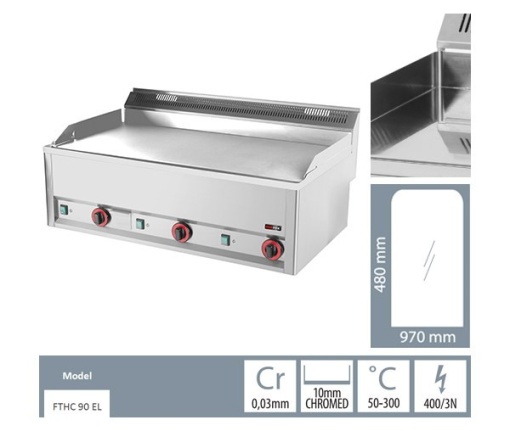 Gratar Fry-top electric cromat neted 480×970 mm - Img 3