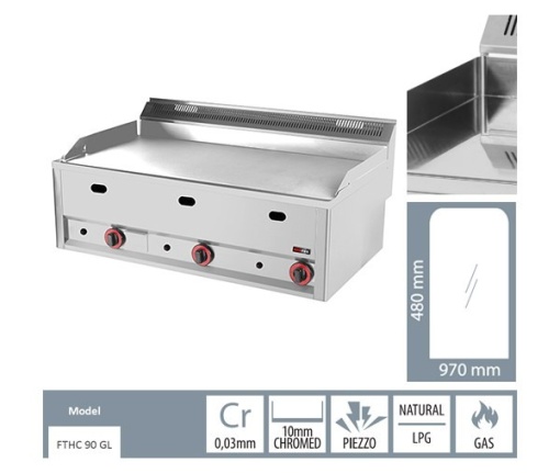 Gratar Fry-top gaz cromat neted 480×970 mm - Img 3