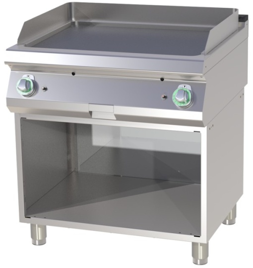 Grill dublu CROMAT pe gaz cu placa neteda, pe suport deschis