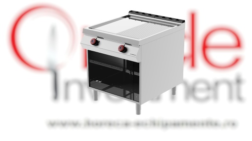 Grill dublu electric cu placă 1/2 striată 1/2 netedă, cromată, cu suport deschis Desco