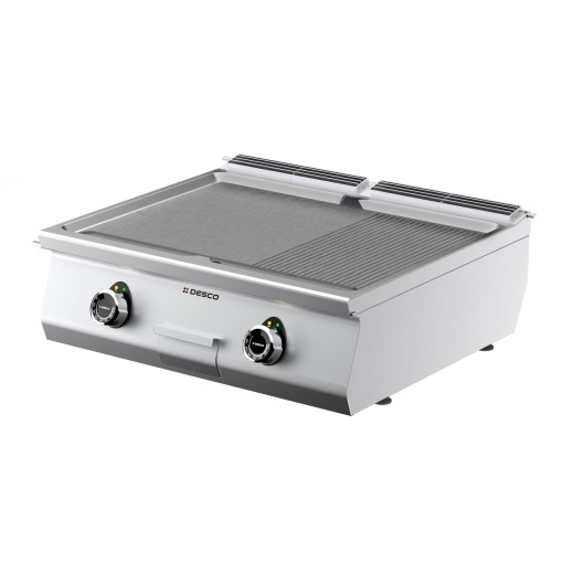 Grill dublu electric cu placă 1/2 striată 1/2 netedă cu suport închis, Desco Italia - Img 6