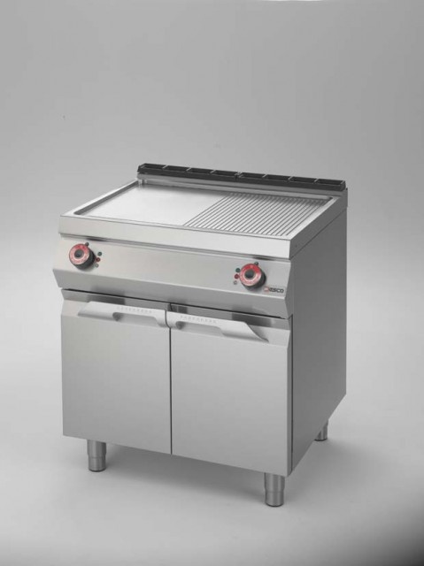 Grill dublu electric cu placă 1/2 striată 1/2 netedă cu suport închis, Desco Italia - Img 2