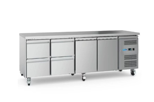 Masă frigorifică de lucru cu 4 uși, inox 223 cm, Maxima - Img 3