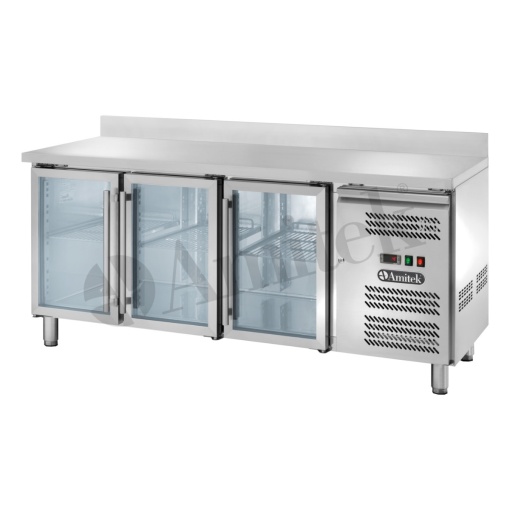 Masă rece cu 3 uși din sticlă 1795x700x850 mm, 417 L Amitek - Img 2