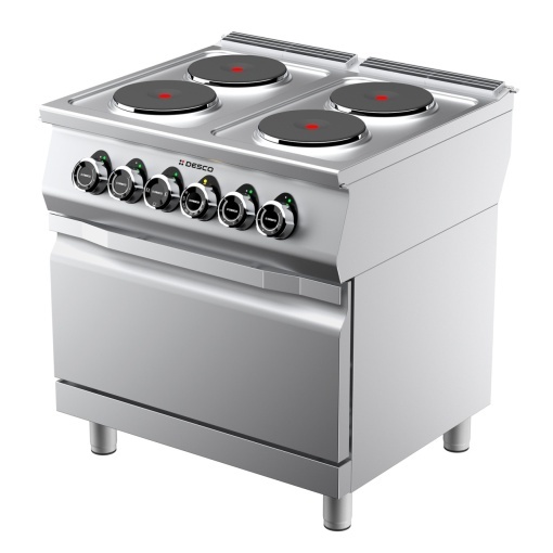 Mașină de gătit electrică cu 4 plite rotunde și cuptor electric, aragaz profesional Desco - Img 4