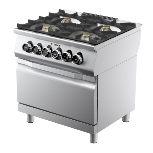Mașină de gătit pe gaz cu 4 focuri și cuptor electric 800x705x900 mm, Desco - Img 3