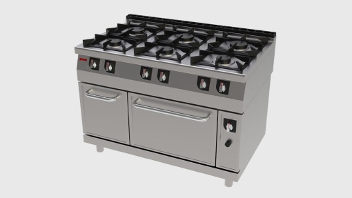 Mașină de gătit pe gaz cu 6 arzătoare și cuptor, Jemi - Img 2