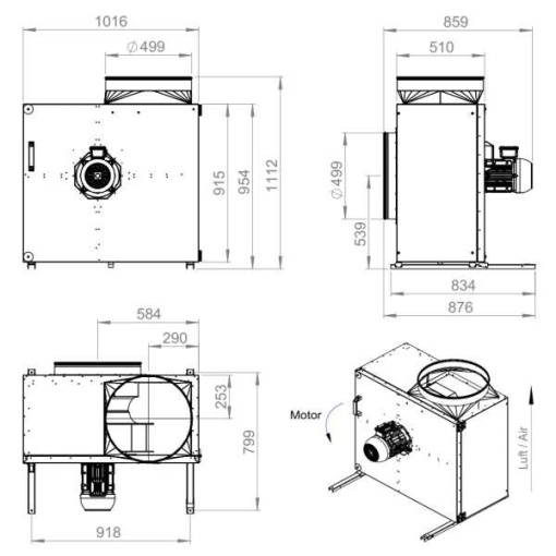 Ventilator de extracție hotă, 11840 mc/oră, Ruck MPS 560 D4 F4 30 - Img 5