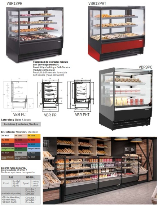Vitrină frigorifică de expunere, inox cofetărie/patiserie/magazin AMBAR, 1250x810x1300 mm Infrico - Img 4